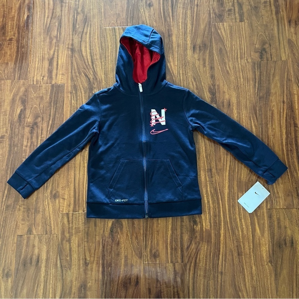 NWT Nike Boys Dri-Fit Zipup Hoodie Navy Blue Ted size 7